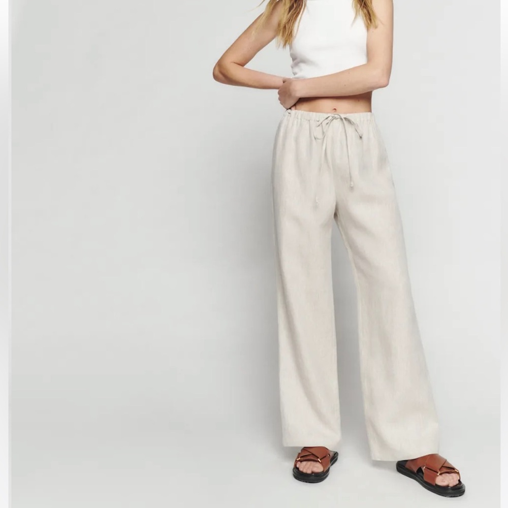 Reformation Olina Linen Pant Natural - Size S
